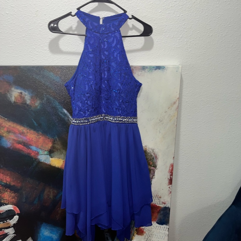 Open back blue Dress